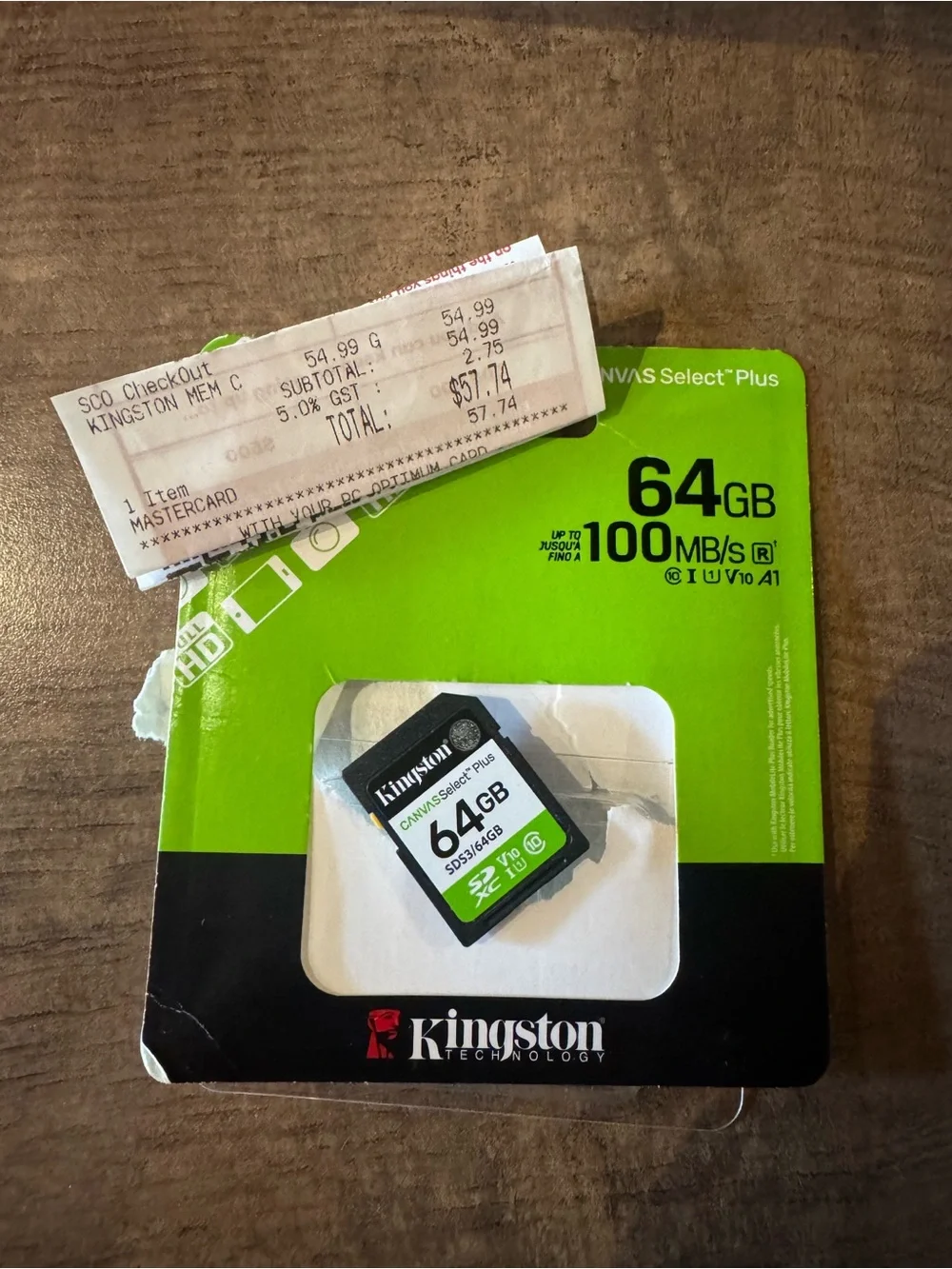 Kingston 64GB Canvas Select Plus SD Card in Black and Green
